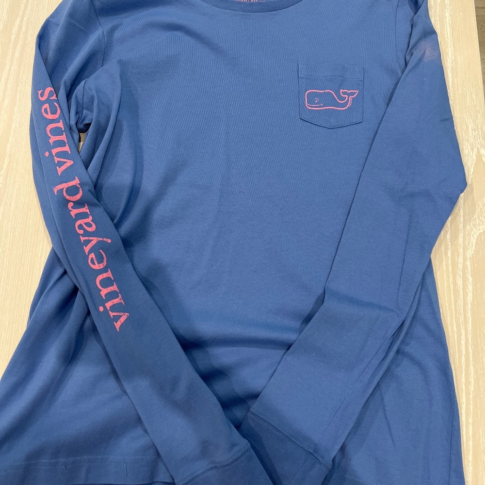 Blue with pink Vineyard Vines long sleeve t-shirt